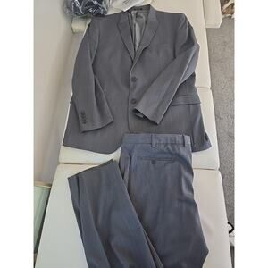Egara 44R 44x33 Gray Skinny Fit Stretch Mens Jacket Pants Suit Office Formal